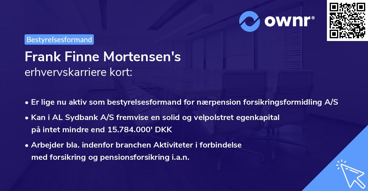 Frank Finne Mortensen's erhvervskarriere kort