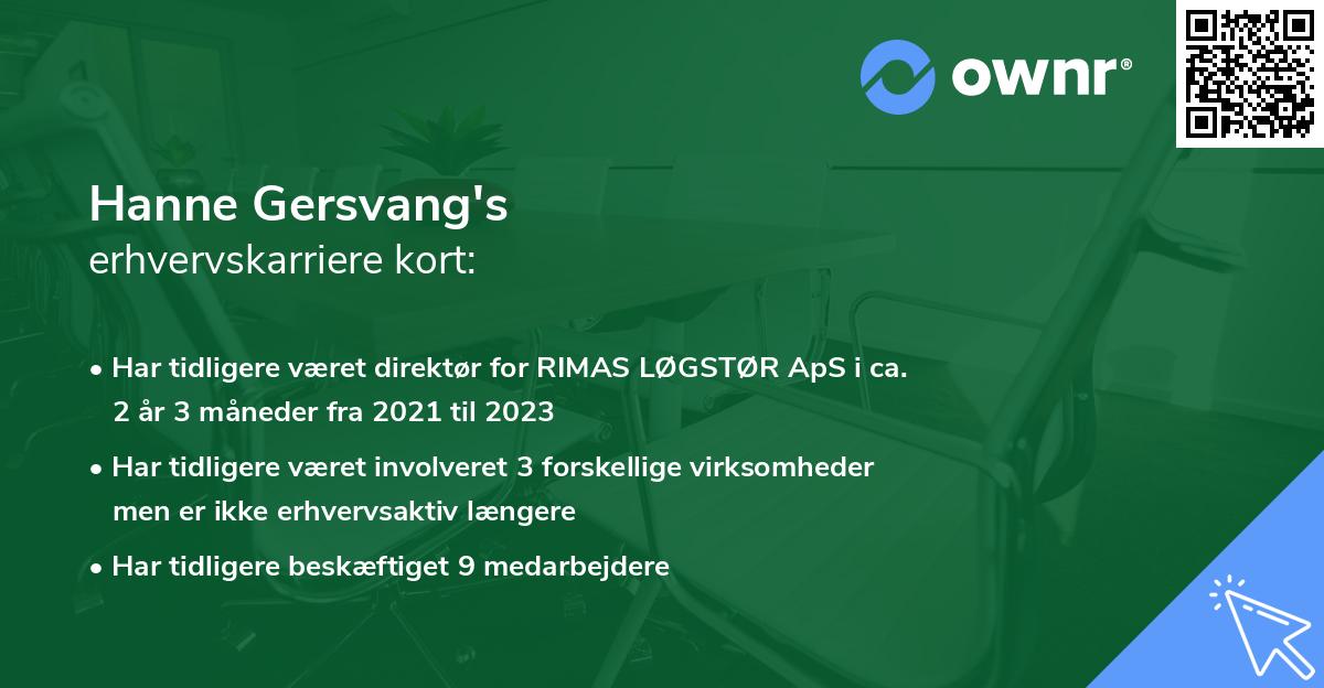 Hanne Gersvang's erhvervskarriere kort