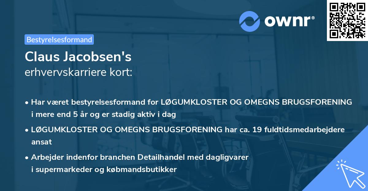 Claus Jacobsen's erhvervskarriere kort