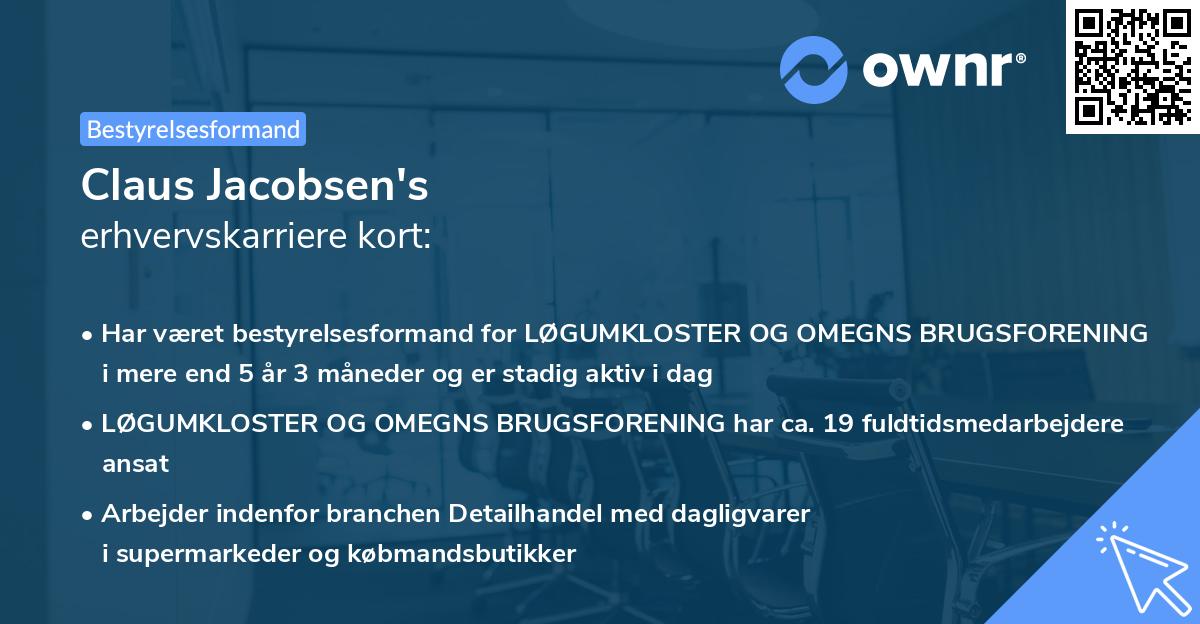 Claus Jacobsen's erhvervskarriere kort