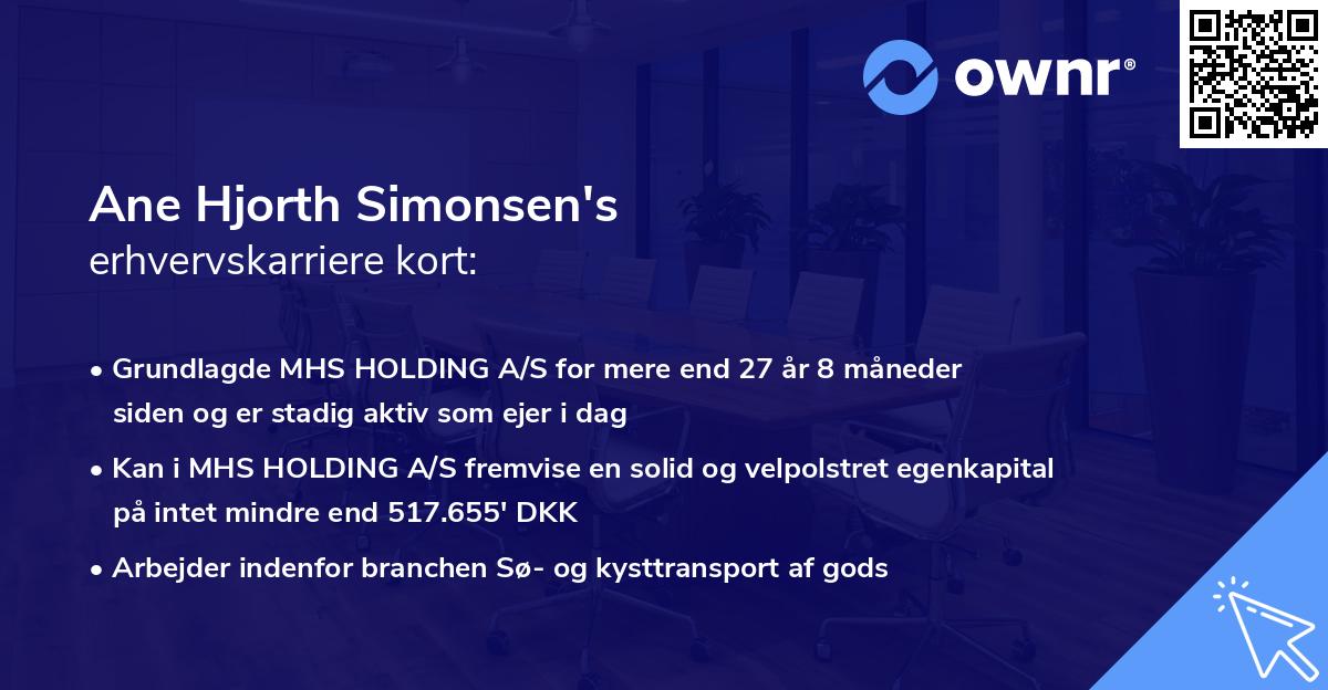 Ane Hjorth Simonsen's erhvervskarriere kort