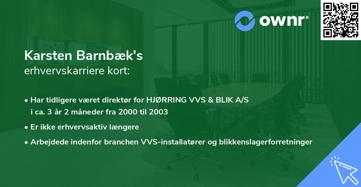Karsten Barnbæk's erhvervskarriere kort