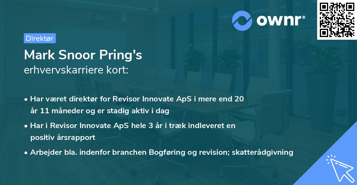 Mark Snoor Pring's erhvervskarriere kort