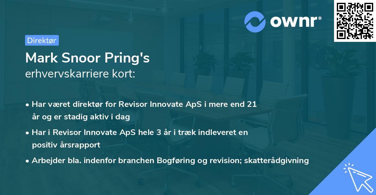 Mark Snoor Pring's erhvervskarriere kort
