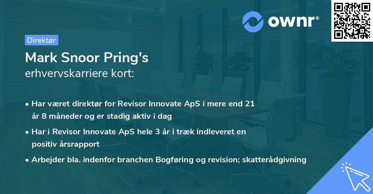 Mark Snoor Pring's erhvervskarriere kort