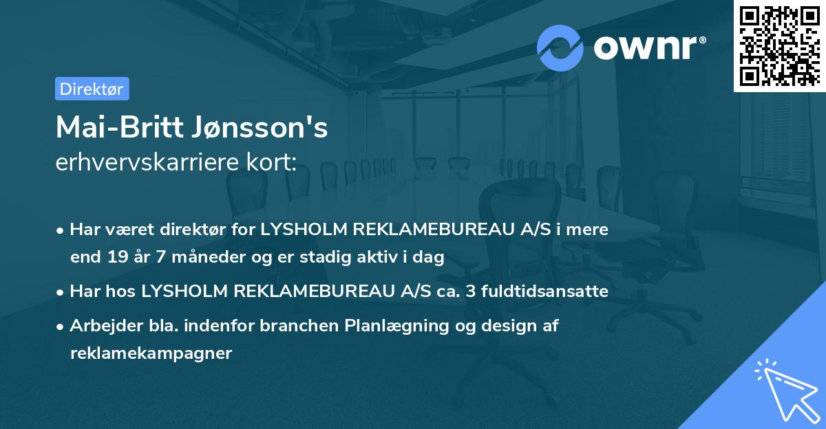 Mai-Britt Jønsson's erhvervskarriere kort
