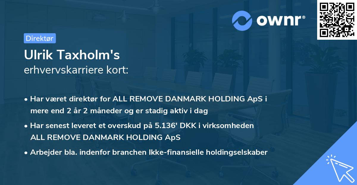 Ulrik Taxholm's erhvervskarriere kort