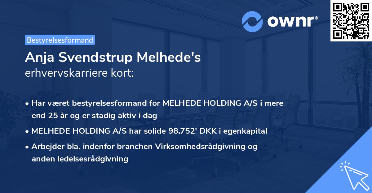 Anja Svendstrup Melhede's erhvervskarriere kort