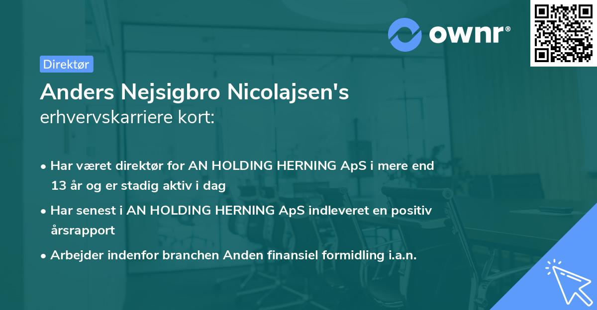 Anders Nejsigbro Nicolajsen's erhvervskarriere kort