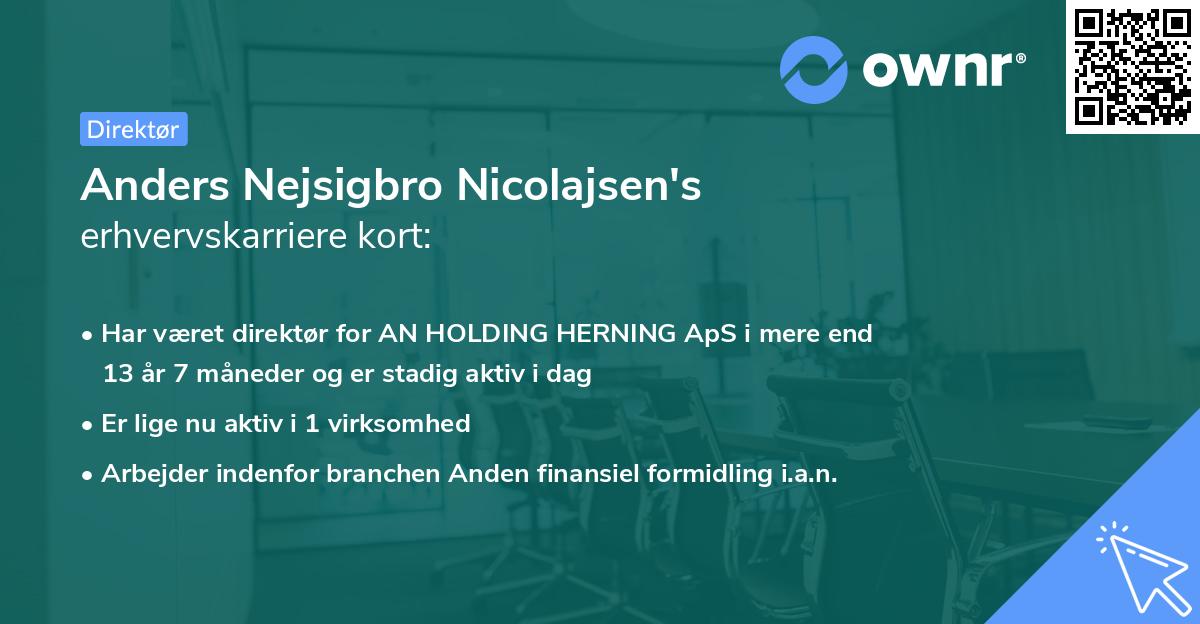 Anders Nejsigbro Nicolajsen's erhvervskarriere kort