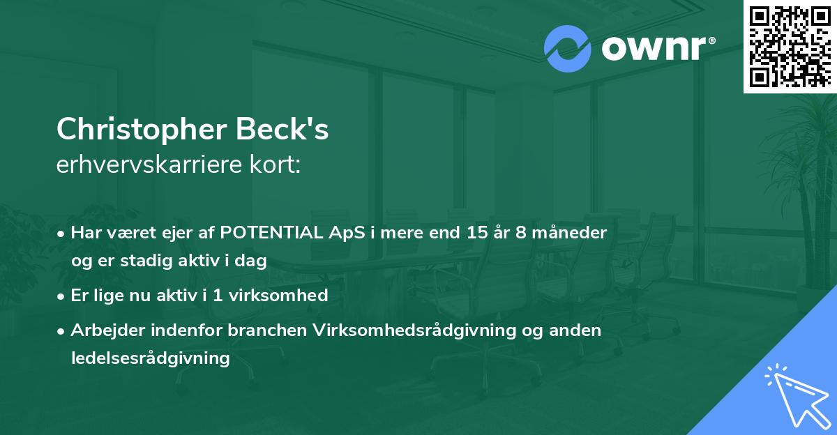 Christopher Beck's erhvervskarriere kort