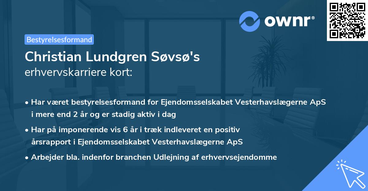 Christian Lundgren Søvsø's erhvervskarriere kort