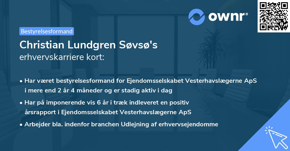 Christian Lundgren Søvsø's erhvervskarriere kort