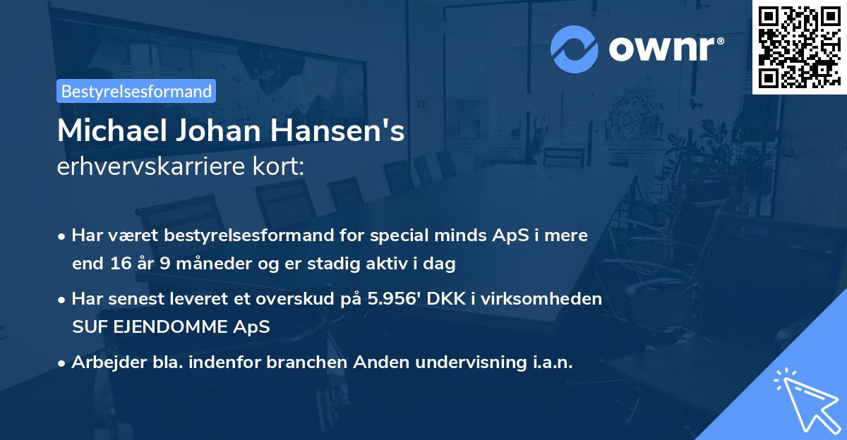 Michael Johan Hansen's erhvervskarriere kort