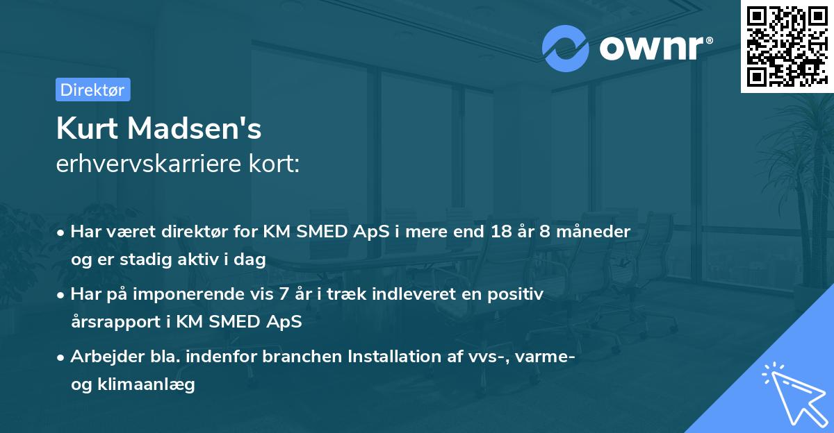 Kurt Madsen's erhvervskarriere kort