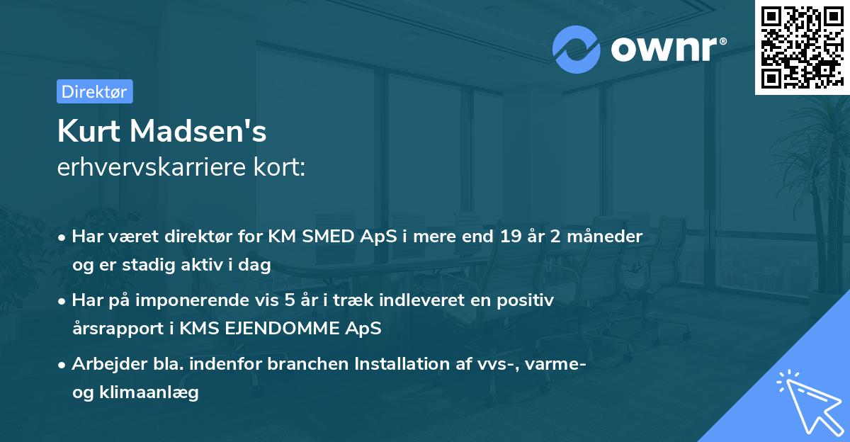 Kurt Madsen's erhvervskarriere kort