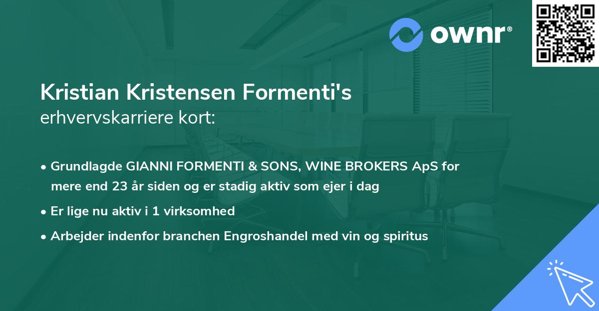 Kristian Kristensen Formenti's erhvervskarriere kort