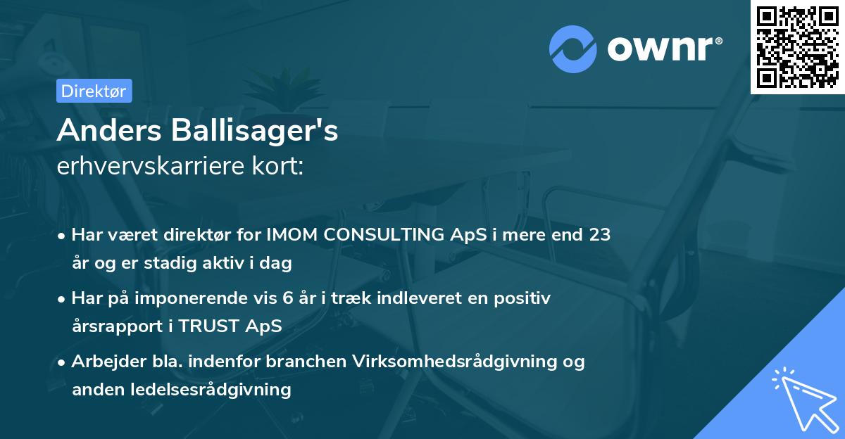 Anders Ballisager's erhvervskarriere kort