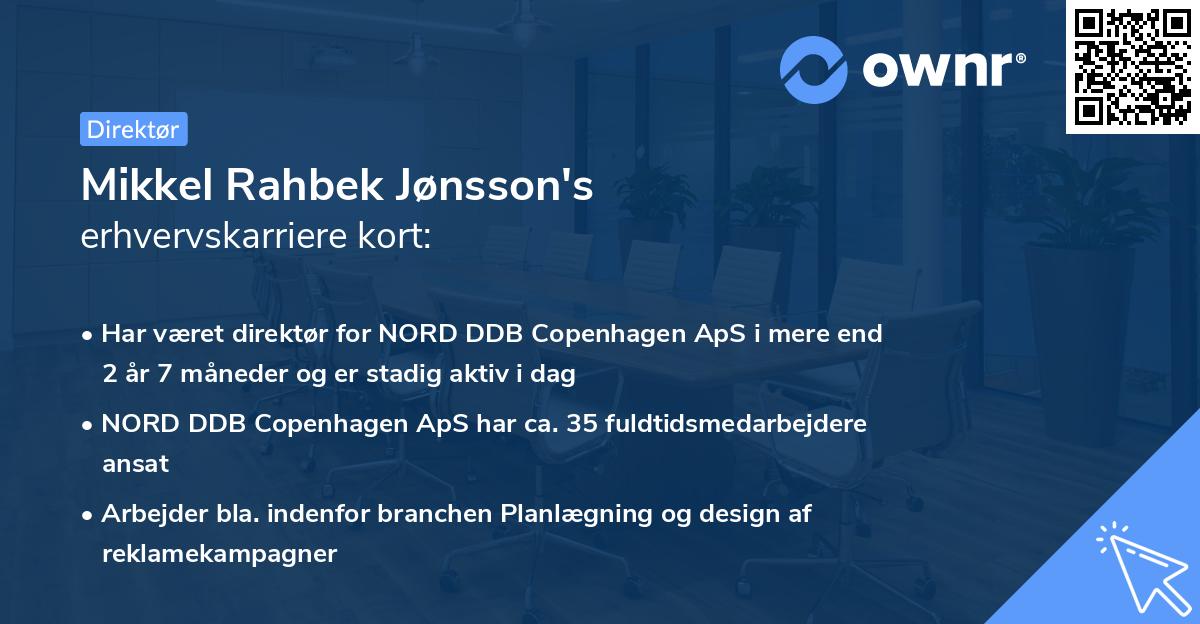 Mikkel Rahbek Jønsson's erhvervskarriere kort