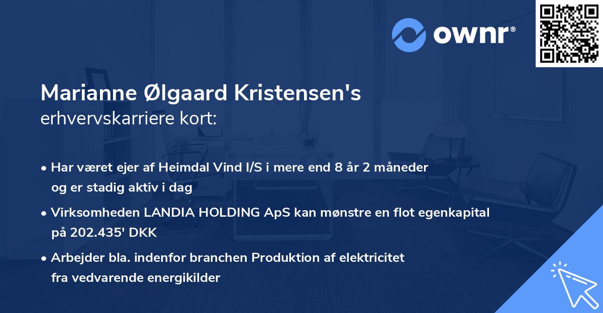 Marianne Ølgaard Kristensen's erhvervskarriere kort