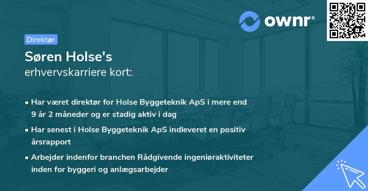 Søren Holse's erhvervskarriere kort