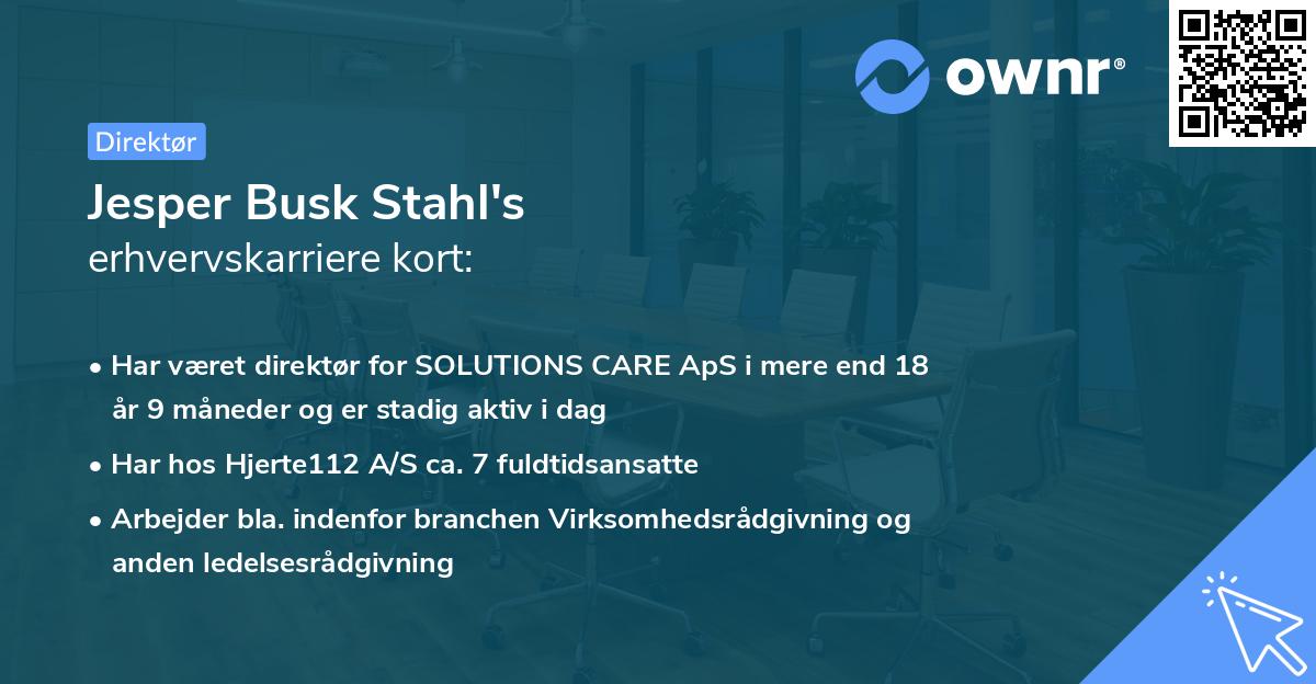 Jesper Busk Stahl's erhvervskarriere kort