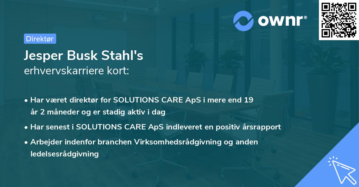 Jesper Busk Stahl's erhvervskarriere kort