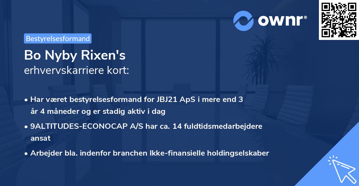Bo Nyby Rixen's erhvervskarriere kort