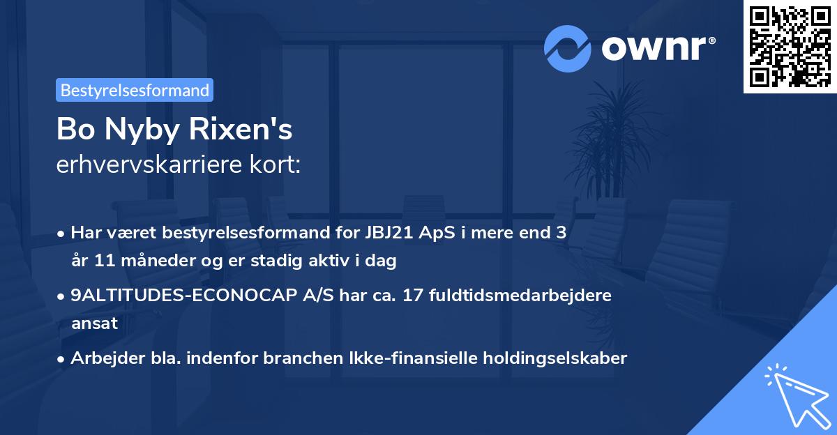 Bo Nyby Rixen's erhvervskarriere kort