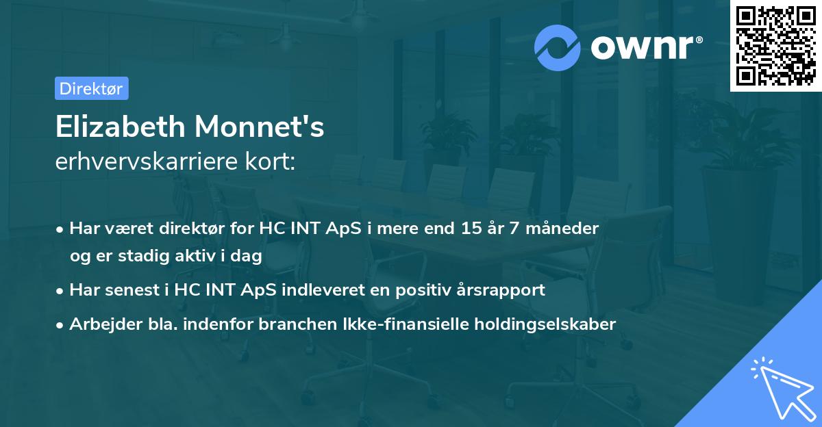 Elizabeth Monnet's erhvervskarriere kort