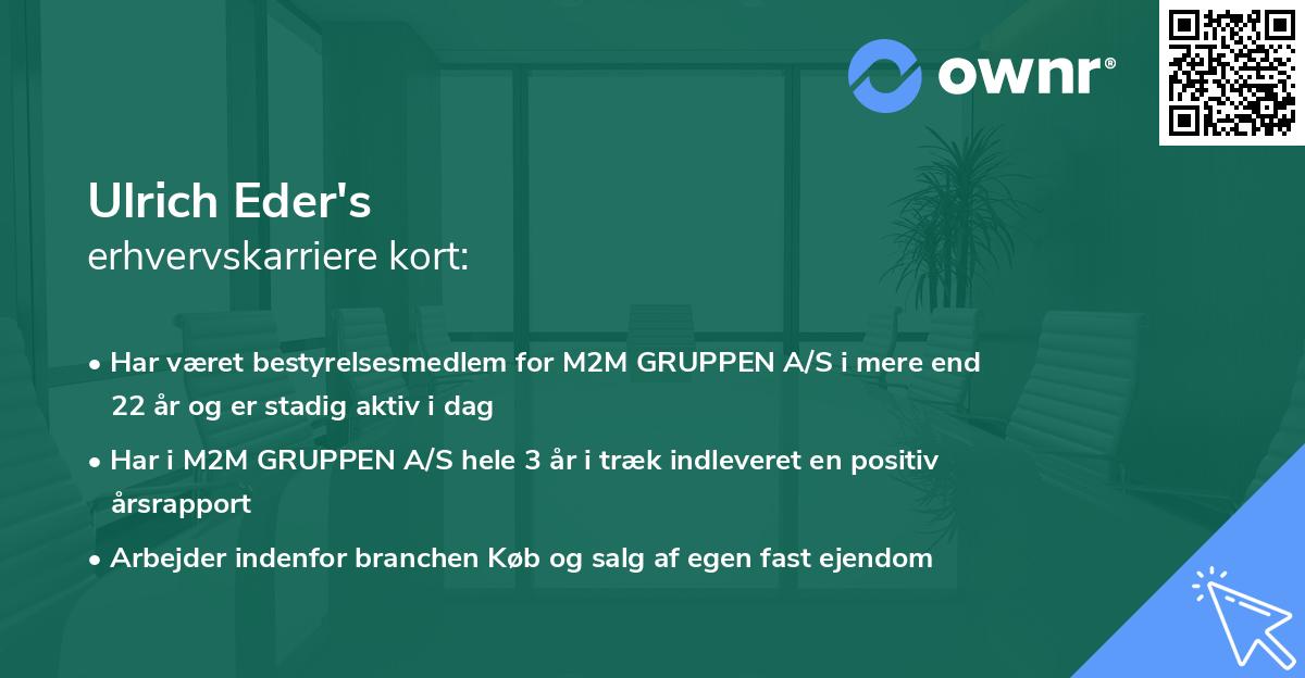 Ulrich Eder's erhvervskarriere kort
