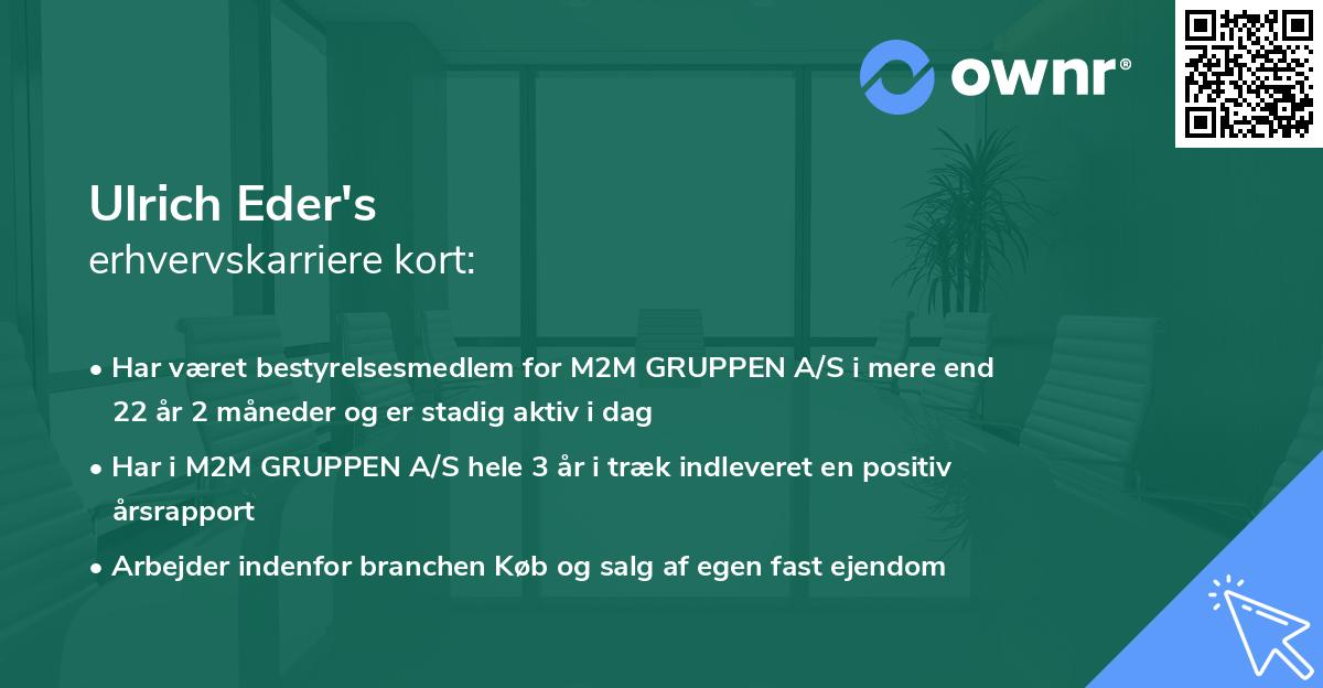 Ulrich Eder's erhvervskarriere kort