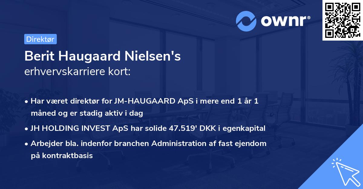 Berit Haugaard Nielsen's erhvervskarriere kort