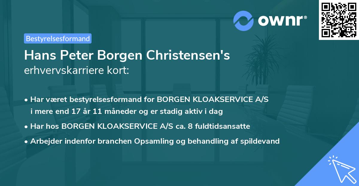 Hans Peter Borgen Christensen's erhvervskarriere kort