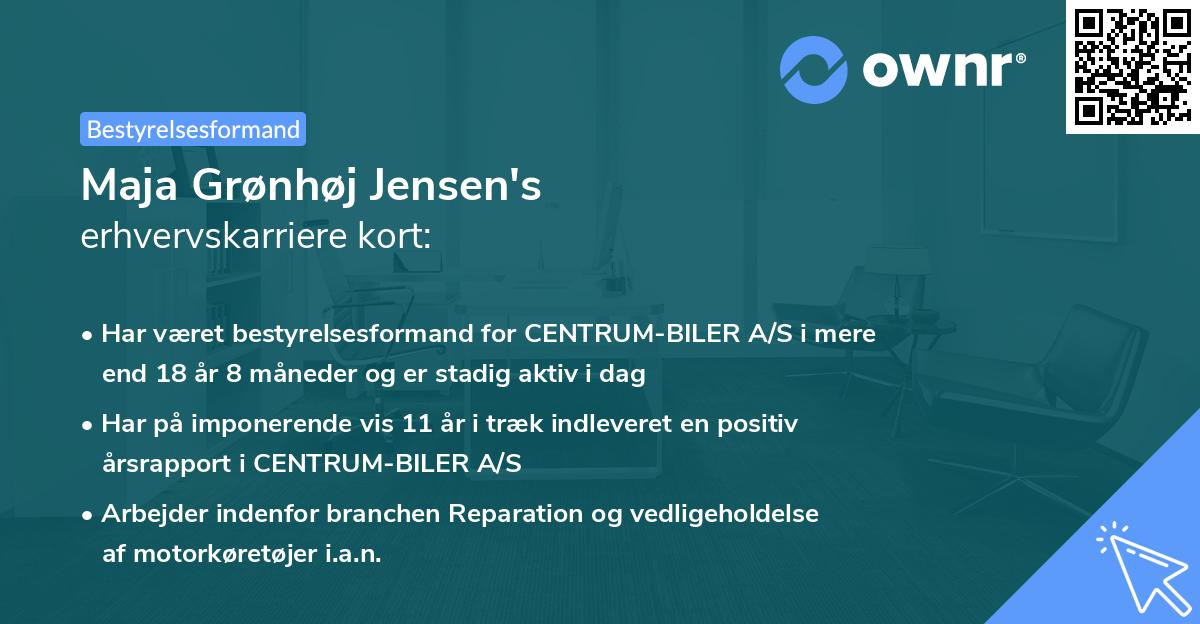 Maja Grønhøj Jensen's erhvervskarriere kort