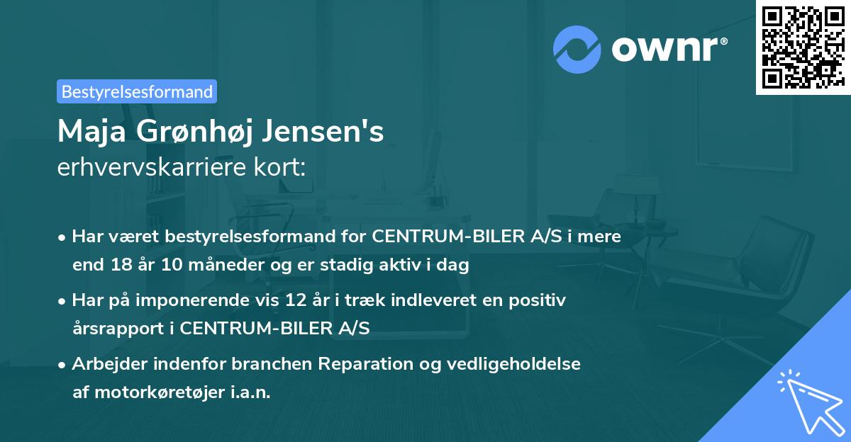 Maja Grønhøj Jensen's erhvervskarriere kort