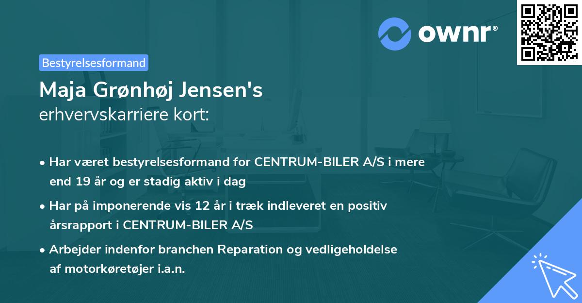 Maja Grønhøj Jensen's erhvervskarriere kort