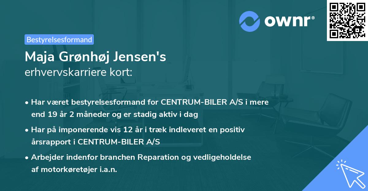 Maja Grønhøj Jensen's erhvervskarriere kort