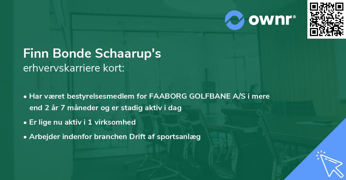 Finn Bonde Schaarup's erhvervskarriere kort