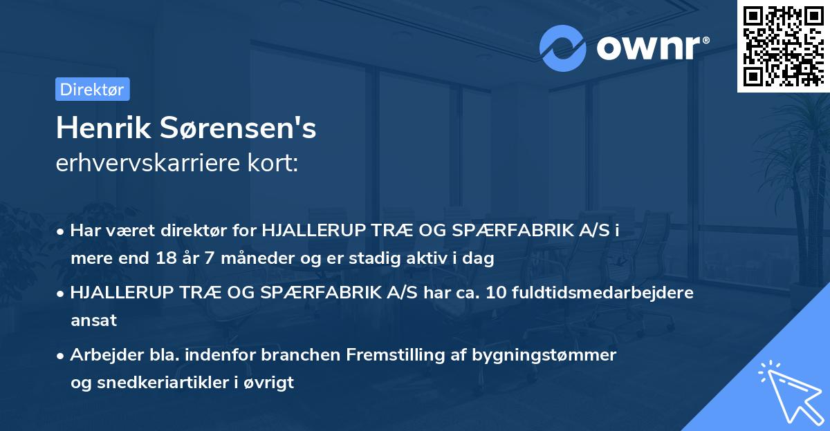 Henrik Sørensen's erhvervskarriere kort
