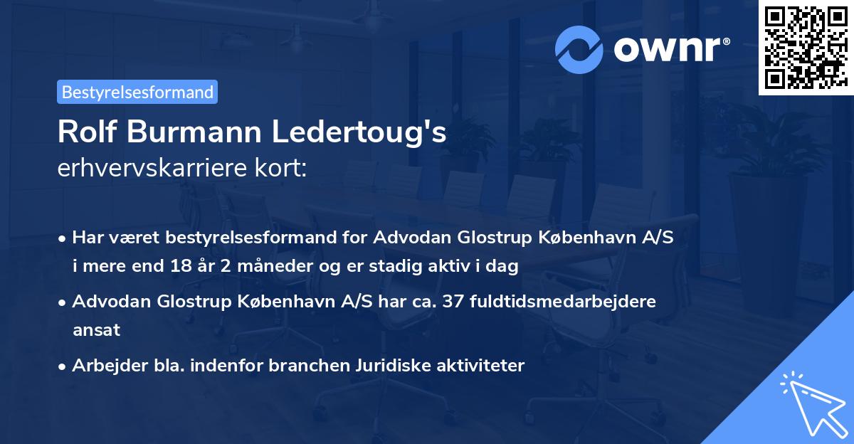 Rolf Burmann Ledertoug's erhvervskarriere kort