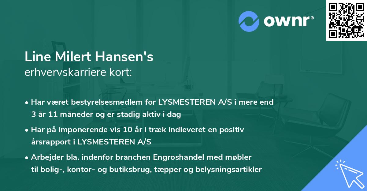 Line Milert Hansen's erhvervskarriere kort