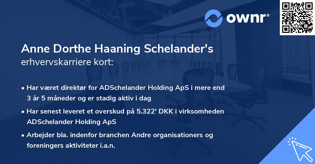 Anne Dorthe Haaning Schelander's erhvervskarriere kort