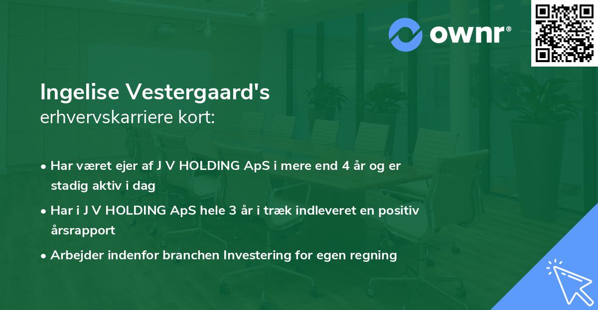 Ingelise Vestergaard's erhvervskarriere kort