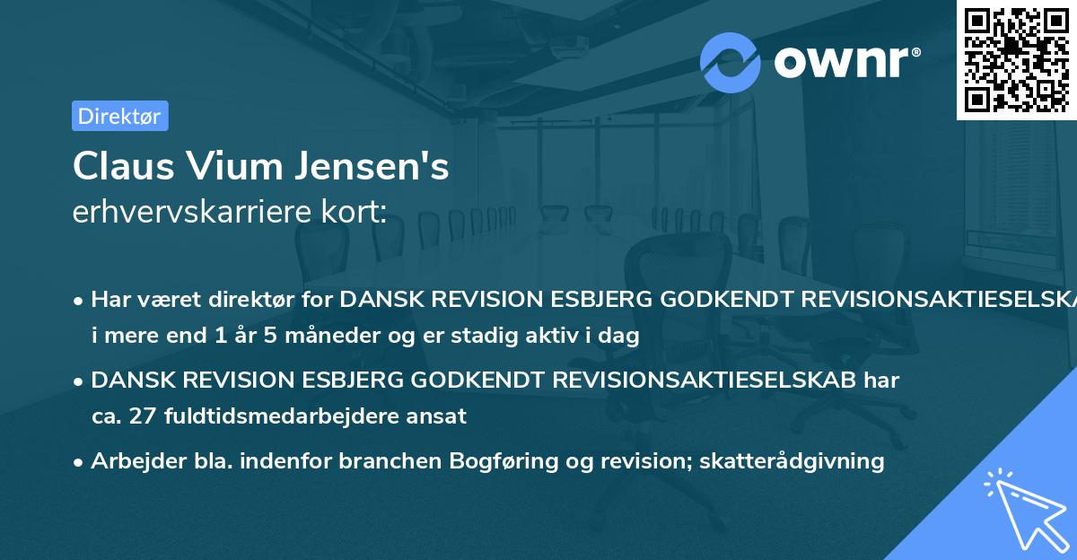 Claus Vium Jensen's erhvervskarriere kort
