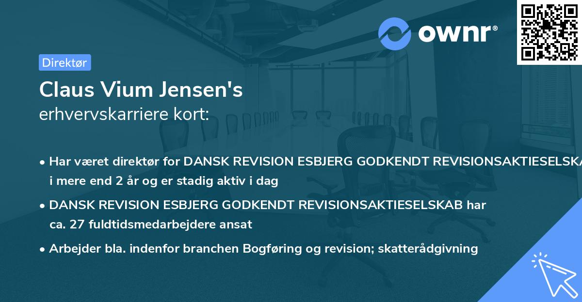 Claus Vium Jensen's erhvervskarriere kort