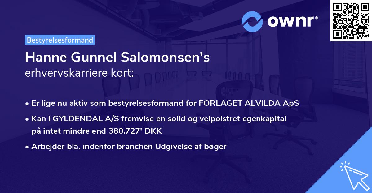 Hanne Gunnel Salomonsen's erhvervskarriere kort