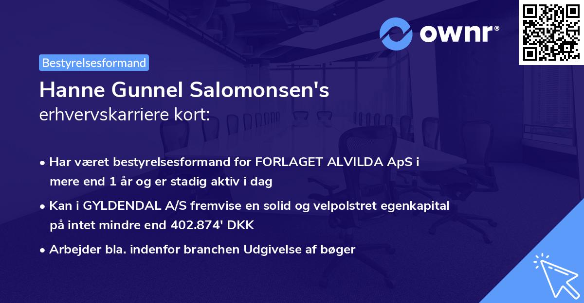Hanne Gunnel Salomonsen's erhvervskarriere kort