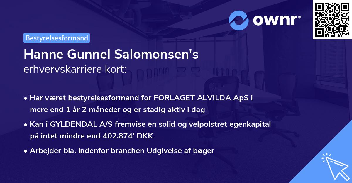 Hanne Gunnel Salomonsen's erhvervskarriere kort