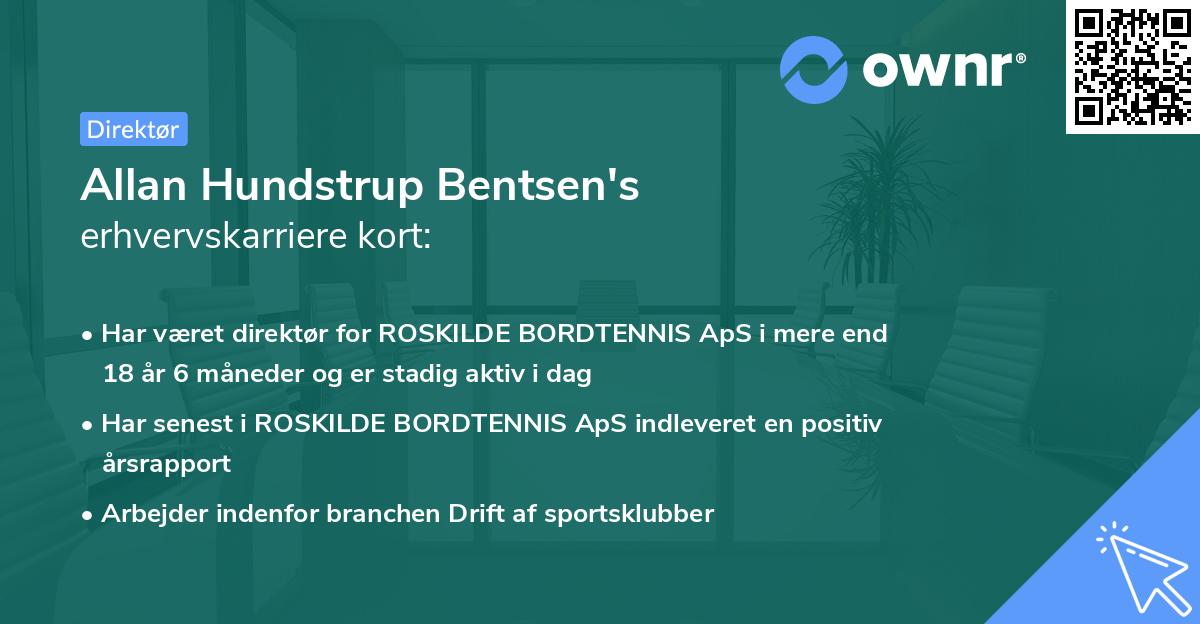 Allan Hundstrup Bentsen's erhvervskarriere kort